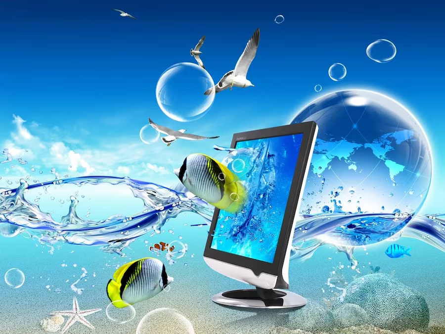 Frutiger Aero Wallpaper - Digital Ocean Surrealism